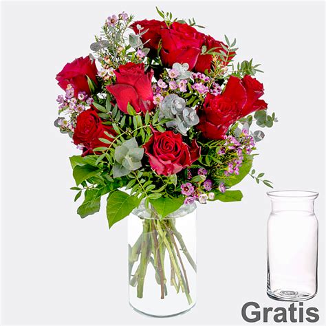 Rosenstrauß Rosenliebe mit Vase FloraPrima