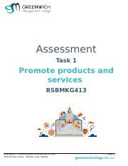 Assessment Task Bsbmkg Docx Assessment Task Promote Products