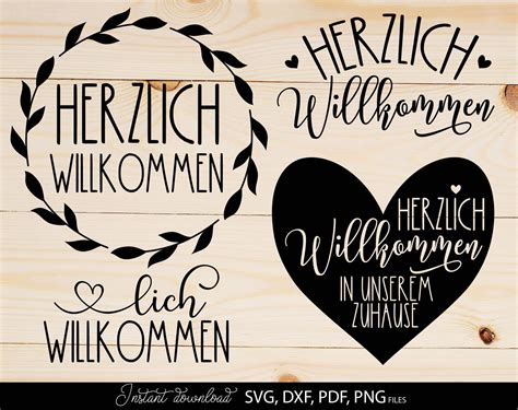 German Willkommen Plotter File Svg Bundle German Welcome To Our Home