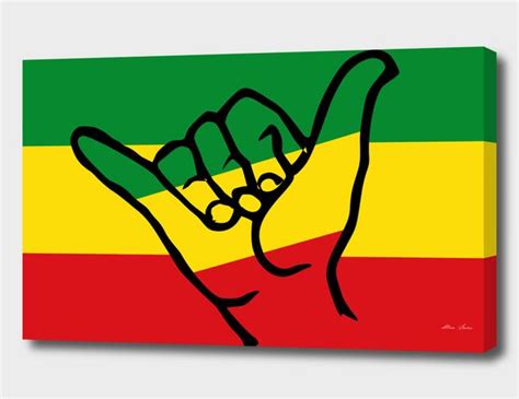 Shaka Hands With Reggae Colors Rastafari Flag Canvas Print By ALMA