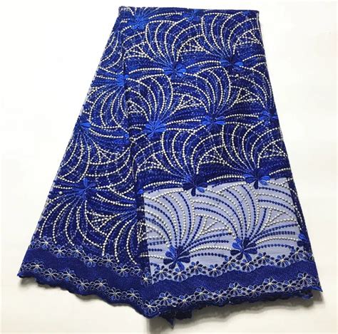 Embroidered Blue Lace Fabrics Latest African Lace Fabric High