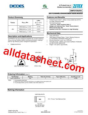 DMP21D0UFB 7B Datasheet PDF Diodes Incorporated