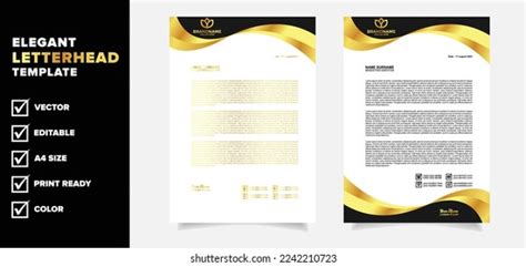 Luxury Letterhead Template Gold Color Design Stock Vector Royalty Free