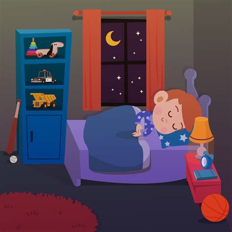 Ni O Duerme En La Ilustraci N De Vector De Habitaci N Vector Premium