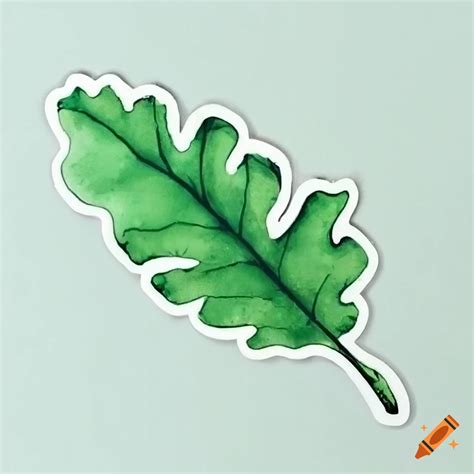 Die Cut Oak Leaf Sticker In Green Shades On Craiyon