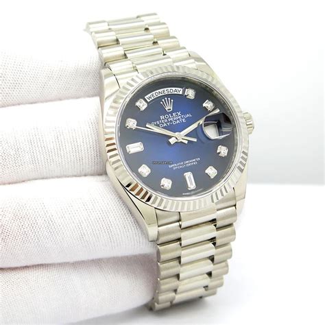 Rolex Day Date K White Gold With Blue Ombre For