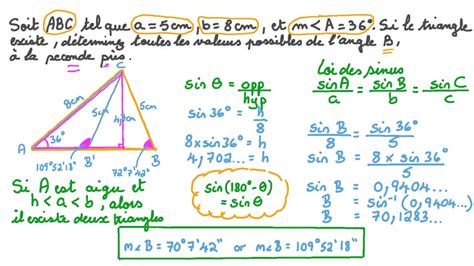 Vid O Question Utiliser La Loi Des Sinus Pour Calculer Toutes Les