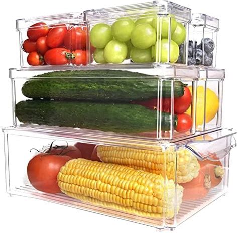 Mixde Set Of 7 Fridge Organizer Stackable Refrigerator Organizer Bins