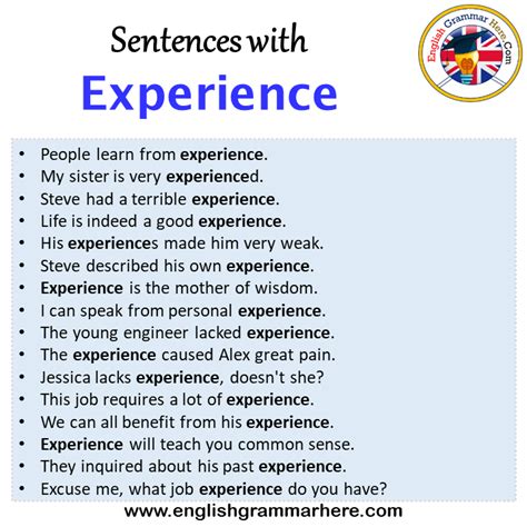 Sentences With Experience Experience In A Sentence In English