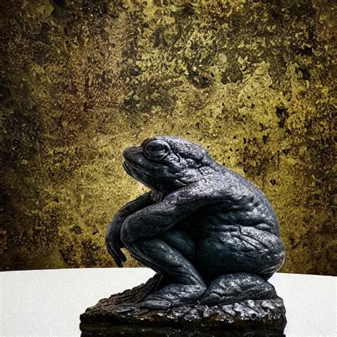 Toad Philosopher The Thinker Swamp Sculpture By Stable Diffusion