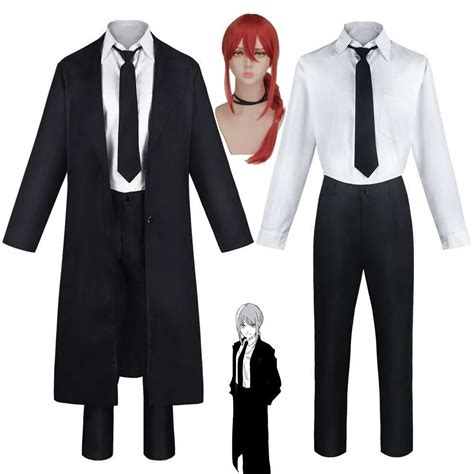 Anime Testere Adam Cosplay Makima Kost M Siyah Hendek Kad N