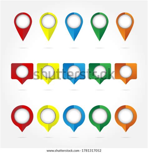 Set Colorful Flags Round Pins Map เวกเตอร์สต็อก ปลอดค่าลิขสิทธิ์