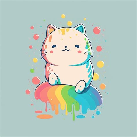 Ejemplo Lindo Del Gato Del Arco Iris Del Kawaii Foto Premium