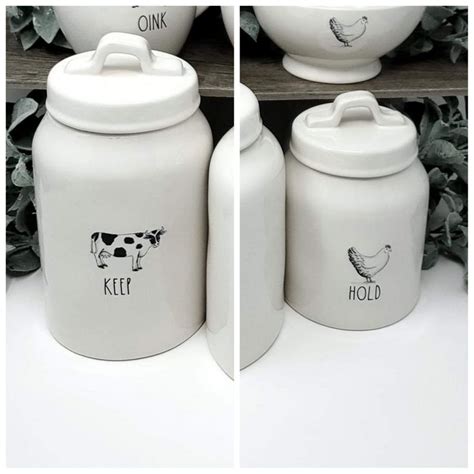 Rae Dunn Farm Line Canisters Cow Chicken On Mercari Rae Dunn Dunn Rae