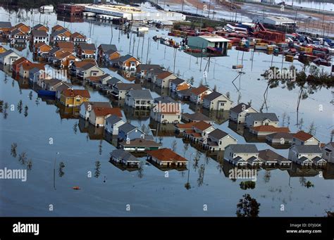 Aerial View Of Massive Flooding Caused By Hurricane Katrina Stock Photo