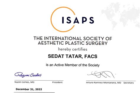 Achievements Sedat Tatar MD FACS Plastic Surgeon In Turkey