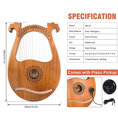 Snapklik Lyre Harp AKLOT 16 Metal Strings Mahogany Body Lyra Harp