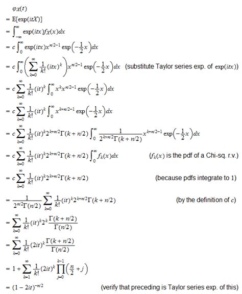 Chi Square Distribution Mean Variance Proofs Exercises