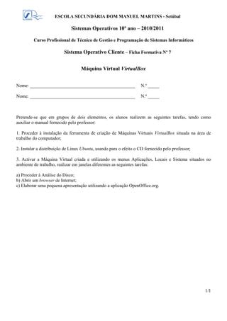 Sistemas Operativos Ficha Formativa N Pdf