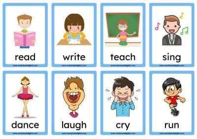 Flashcards Action Verbs - Worksheet Digital