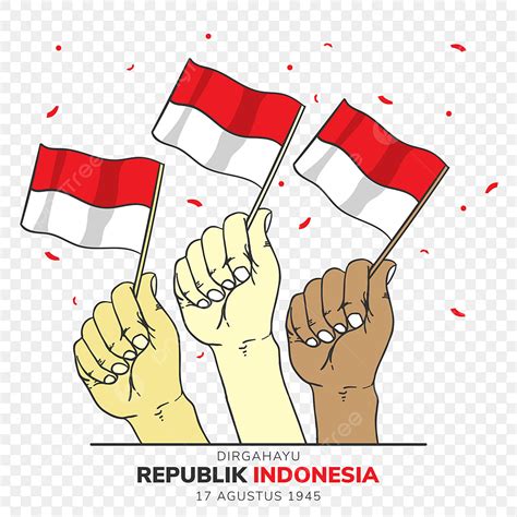 Dirgahayu Republik Indonesia Alias Hari Kemerdekaan Dengan Tangan Memegang Bendera Indonesia Dan