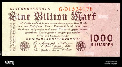 101 GER 129 Reichsbanknote 1 Trillion 1923 Stock Photo Alamy