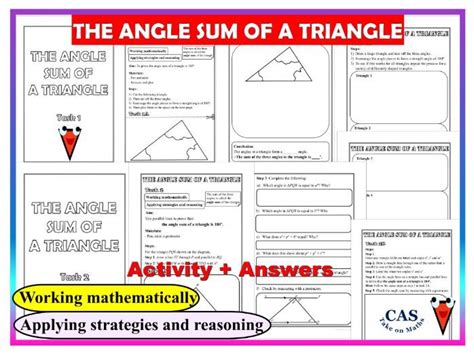 Geometry The Angle Sum Of A Triangle Printable Activity Teaching Resources