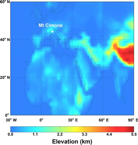 Surface Elevations Km In The Model The White Dot Indicates The