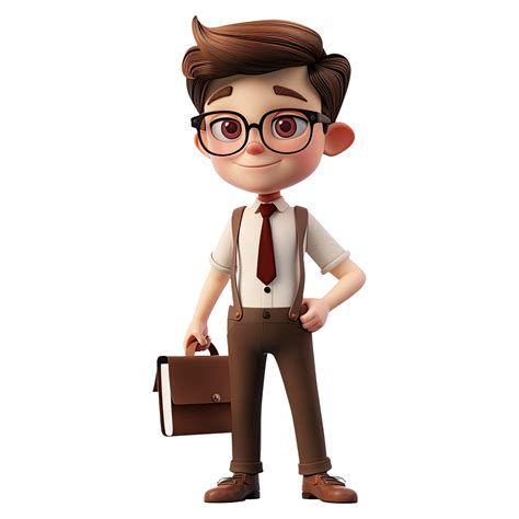 Ai Generated D Cute Cartoon Male Teacher Character Png