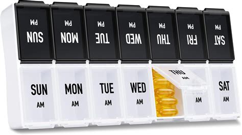 Amazon HRX Package Large Pill Organizer 2 Times A Day Push Button