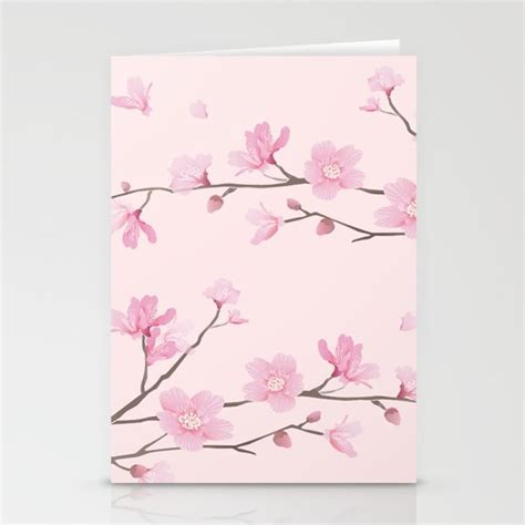 Cherry Blossom Stationery Cards Set Of 3 Folded Cards 5″ X 7