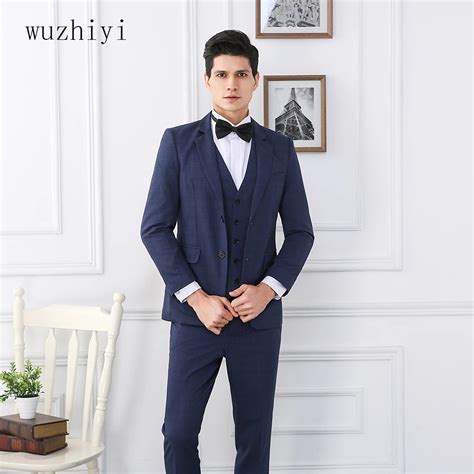 Chaqueta De Esmoquin Azul Para Hombre Wuzhiyi Terno Casamento Slim Fit