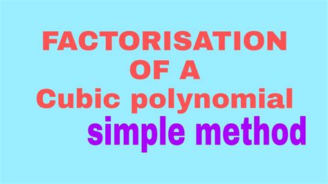 Polynomials Class 9 Factorisationhow To Solve A Cubic Polynomial