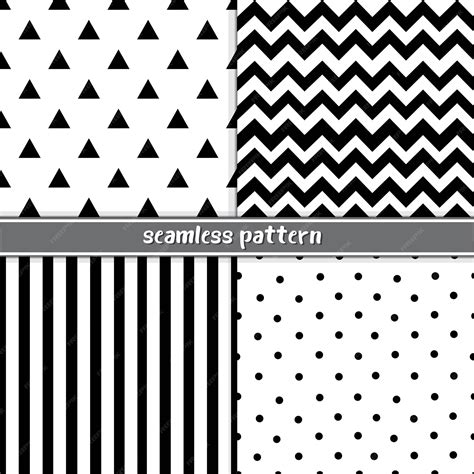 Premium Vector Seamless Patterns Set Black And White