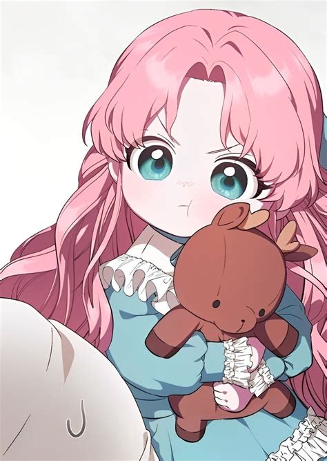 A Girl With Pink Hair Holding A Teddy Bear