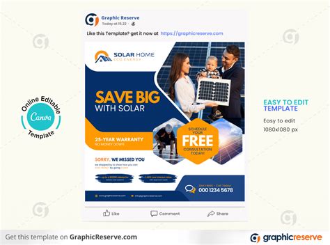 Solar Social Media Post Canva Template Graphic Reserve