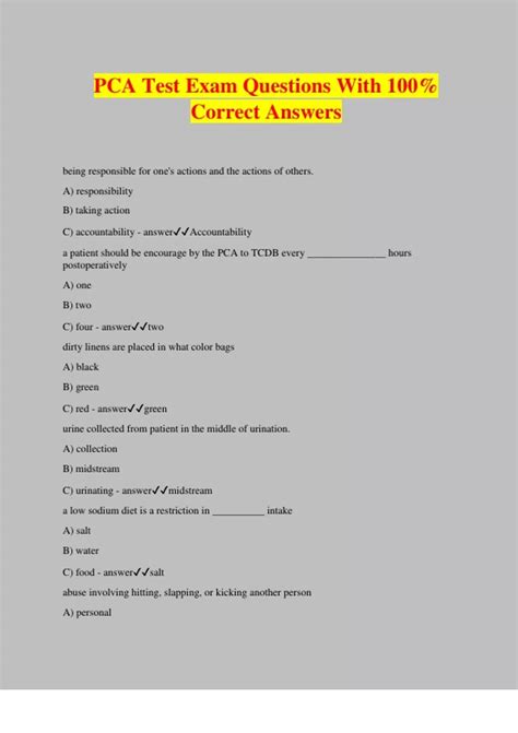 PCA Test Exam Questions With 100 Correct Answers PCA Stuvia US