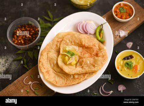 Puri Bhaji North India Poori Is Breakfast Food A Deep Fried Bread Made