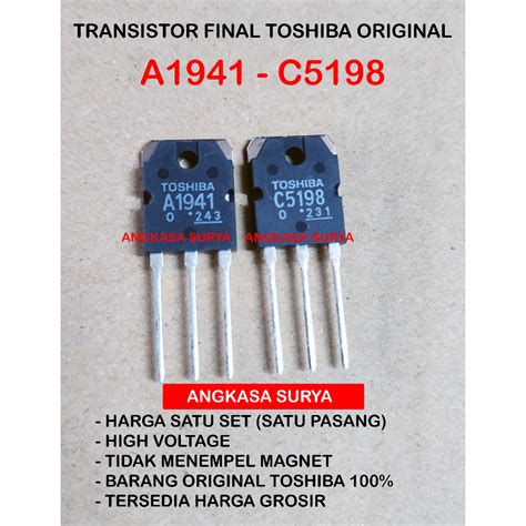 Jual TRANSISTOR TOSHIBA A1941 C5198 ASLI TR FINAL A 1941 C 5198