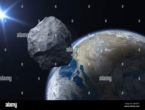 Dangerous Asteroid Approaching To Planet Earth Concept A Potentially