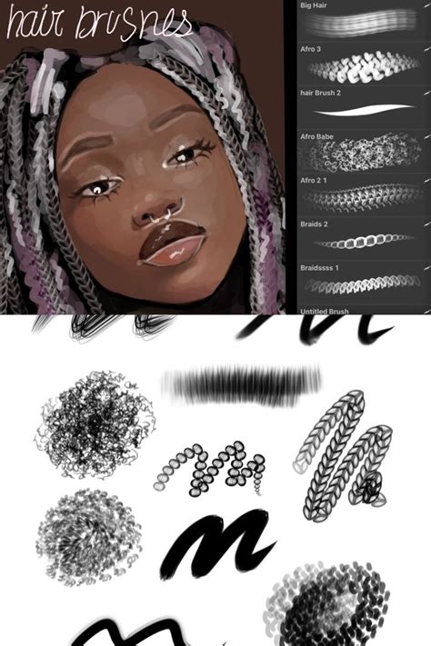 Afro Braids Hair Procreate Brushes Brushes Free Desenho Digital