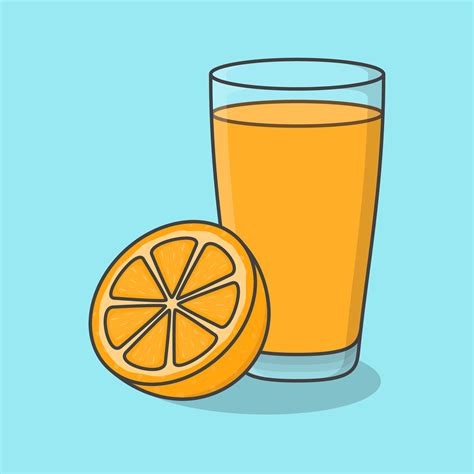 Fresco Naranja Jugo Con Fruta En Vaso Dibujos Animados Vector