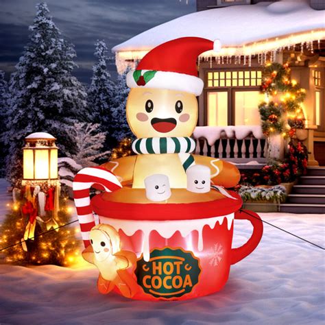 The Holiday Aisle Gingerbread Man In Hot Cocoa Mug Inflatable