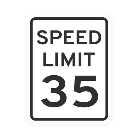 Speed Limit 35 Road Traffic Icon Sign Flat Style Design Vector