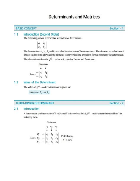 Solution Engineering Mathematics Determinants And Matrices Notes