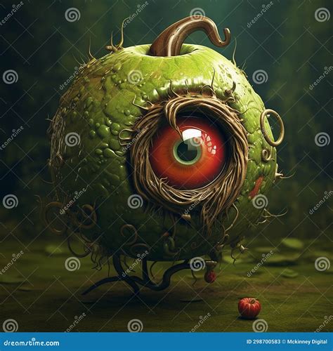 Fruit of Fear: AI-Generated Apple Monster Stock Image - Image of funky