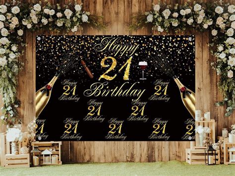 Glitter Black And Gold 21st Birthday Backdrop 21 Years Old Etsy Canada