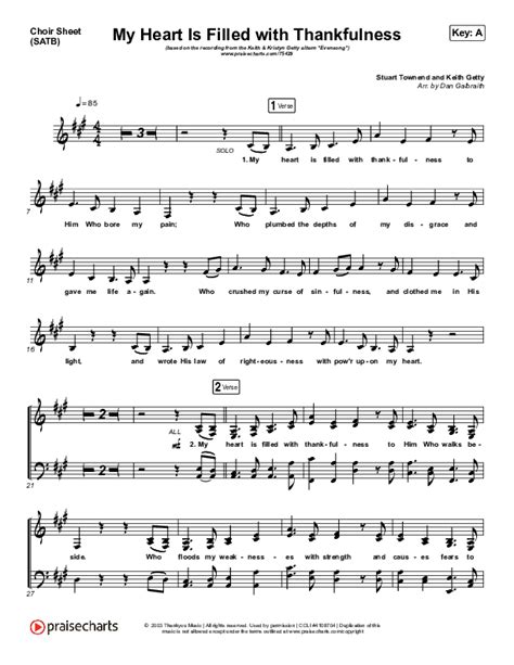 My Heart Is Filled With Thankfulness Sheet Music Pdf Keith Kristyn