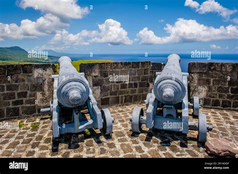 Cannons At Brimstone Hill Fortress On St Kitts Face The Caribbean Sea