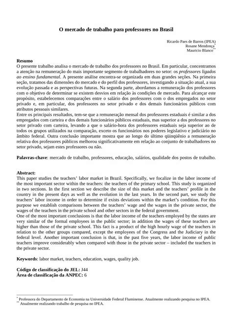 Pdf O Mercado De Trabalho Para Professores No Brasil Pdf